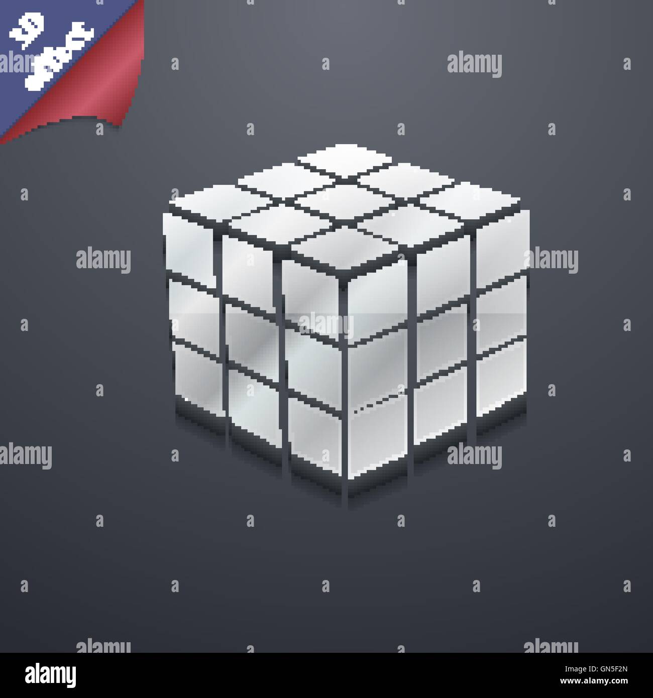 Un cubo de tres caras Caja rompecabezas en 3D icono símbolo. Estilo 3D. Moderno diseño espacio para el texto Vector Imagen Vector de stock -