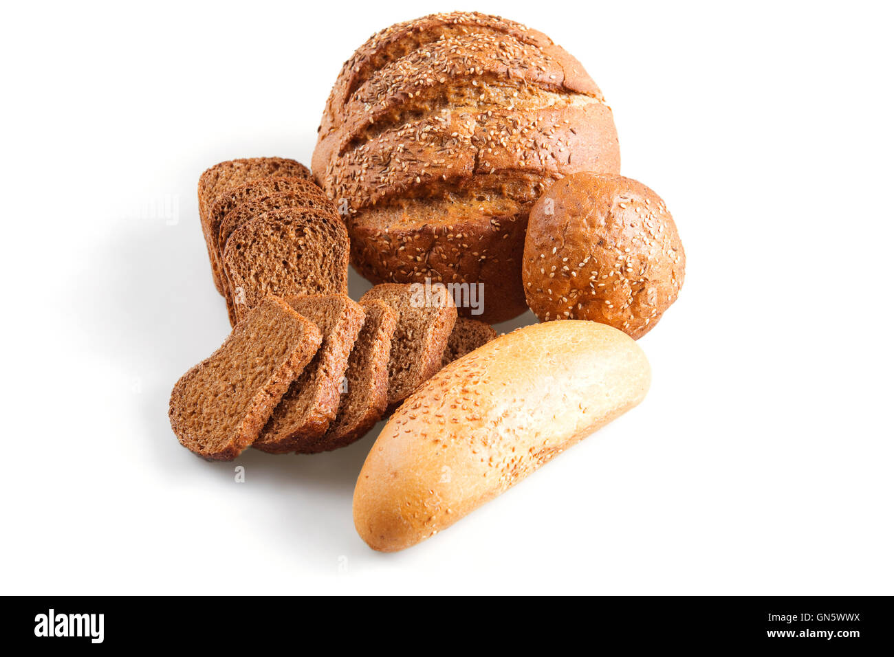 Pan y otros productos de grano Foto de stock