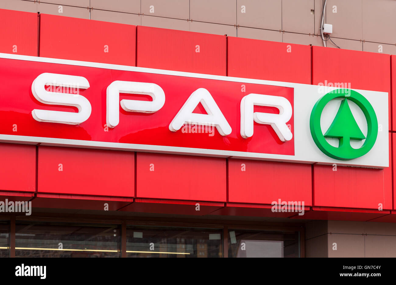 Logo del supermercado Spar es una cadena minorista internacional y  franquicia Fotografía de stock - Alamy