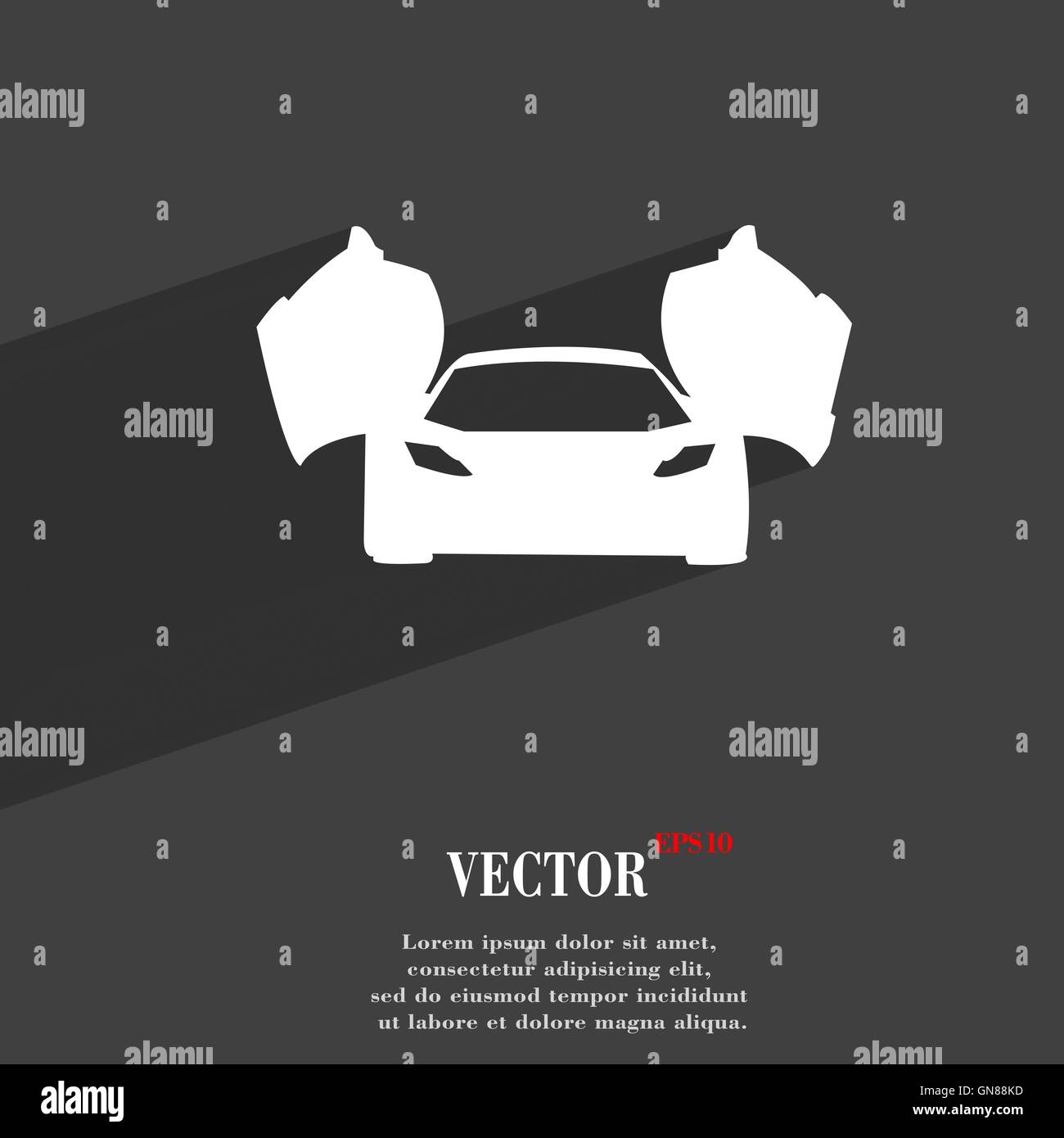 Símbolo de coche deportivo moderno plana diseño web con larga sombra y espacio para el texto. Vector Ilustración del Vector