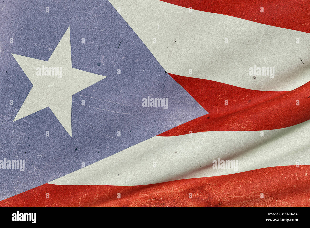 Representación 3D de un viejo y sucio de Puerto Rico ondear la bandera Foto de stock