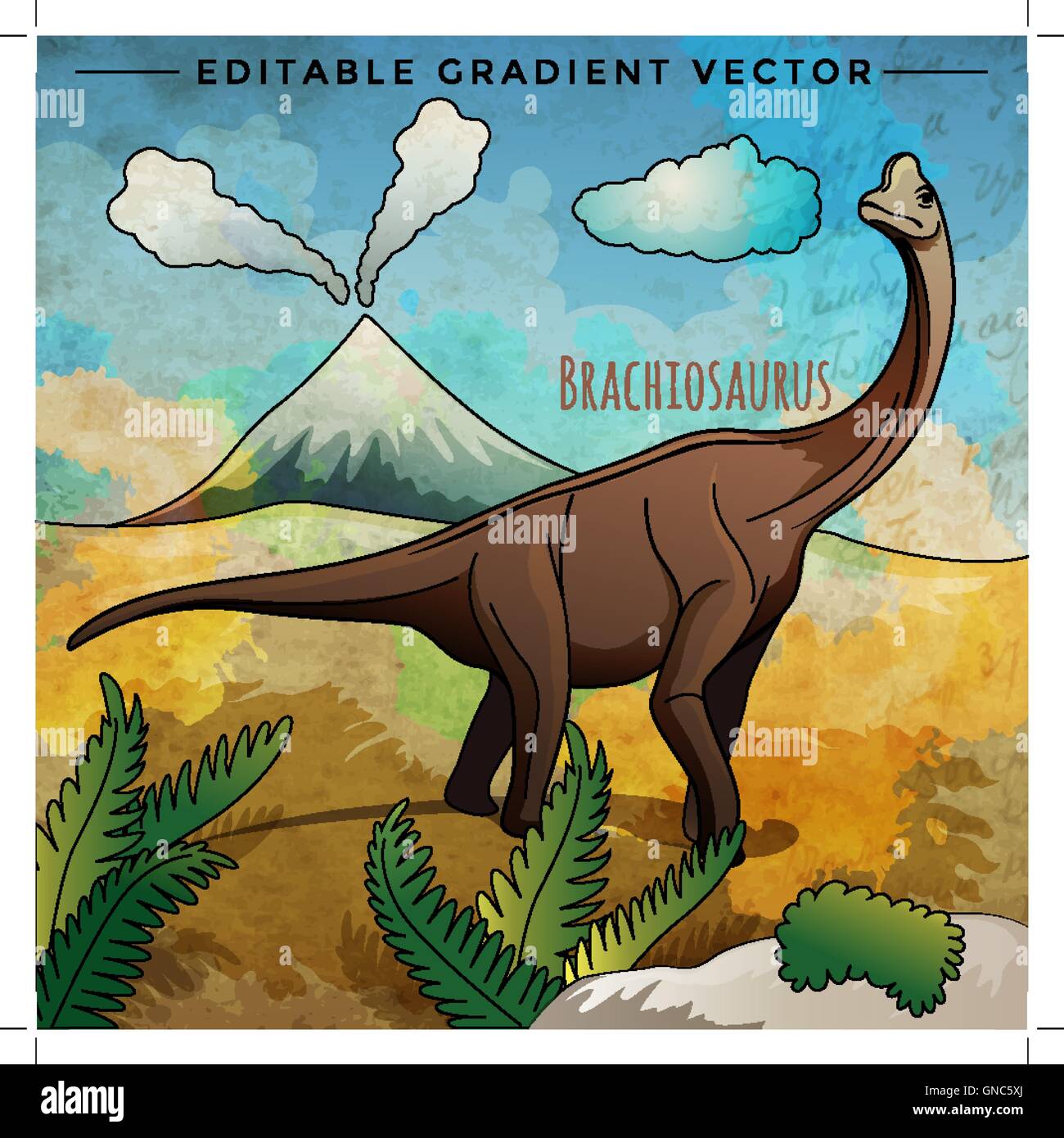 Dinosaurio en el hábitat. Ilustración vectorial de Brachiosaur Imagen  Vector de stock - Alamy