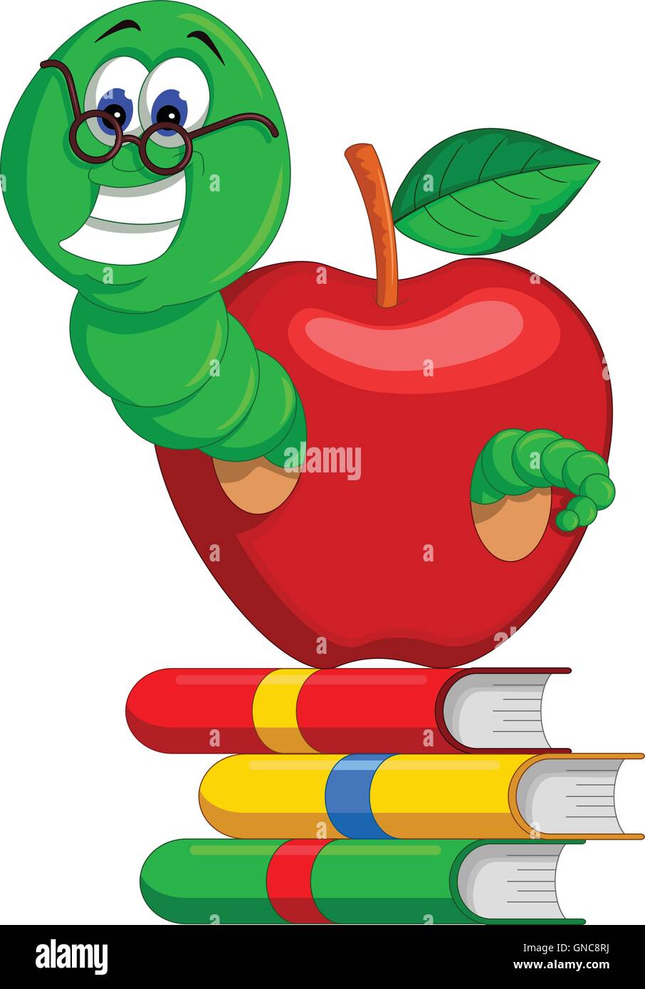 Caterpillar,libros y Apple Ilustración del Vector