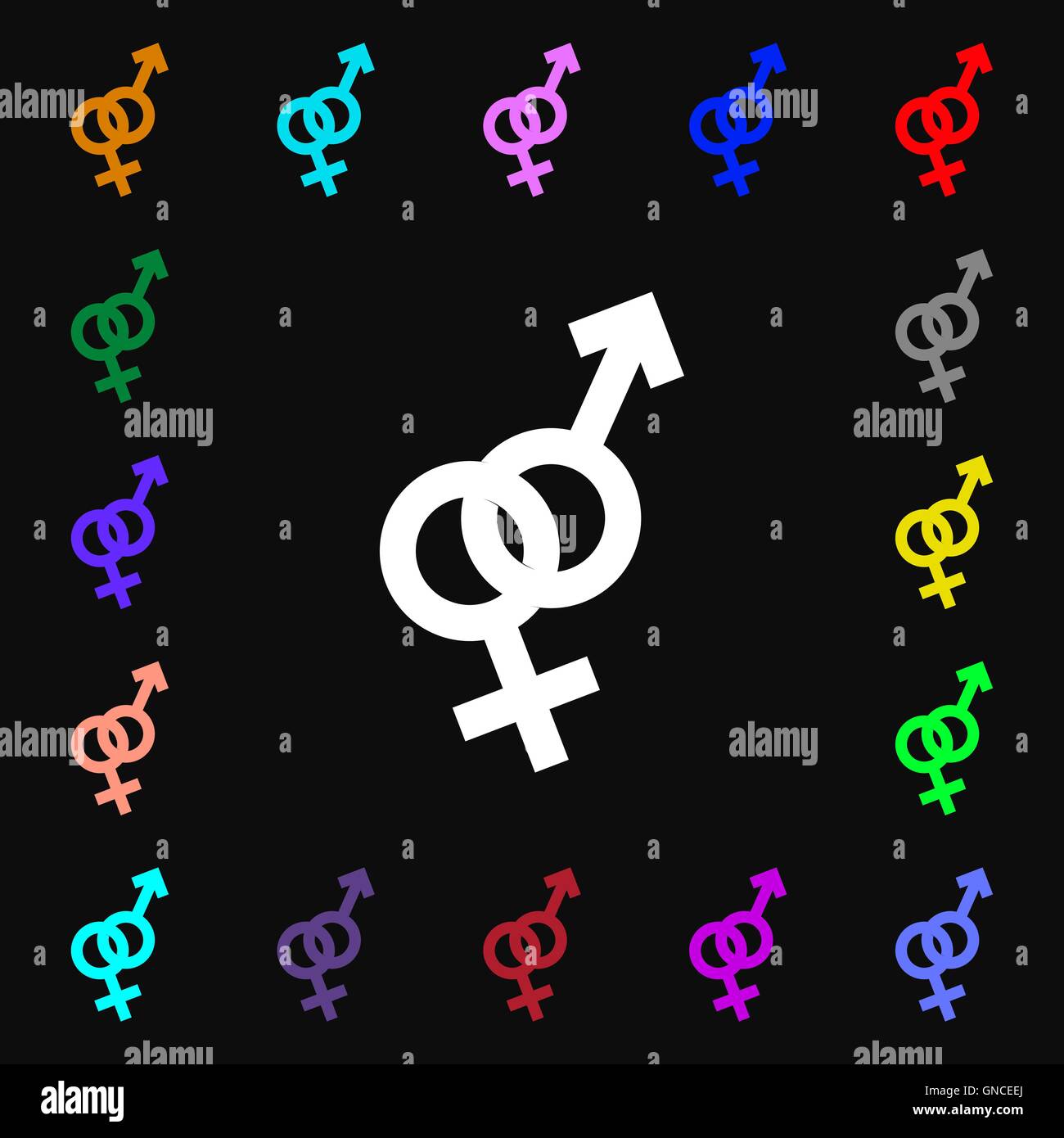 Signo icono masculinos y femeninos. Muchos de los símbolos de colores