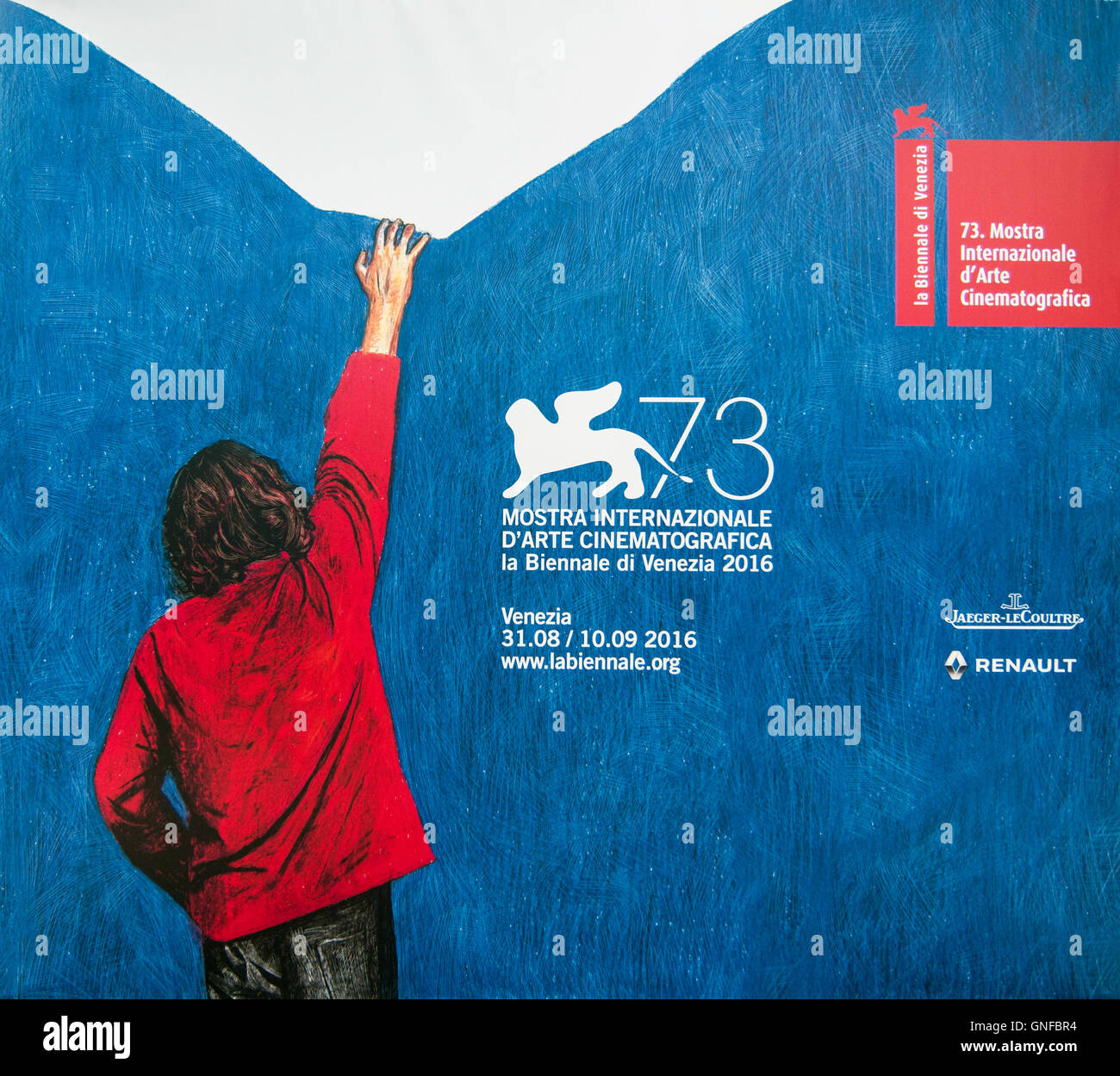 Venecia, Italia. El 30 de agosto, 2016. El signo del 73º Festival de Cine de Venecia es visto en el Lido de Venecia. Crédito: Simone Padovani / despertar / Alamy Live News Foto de stock