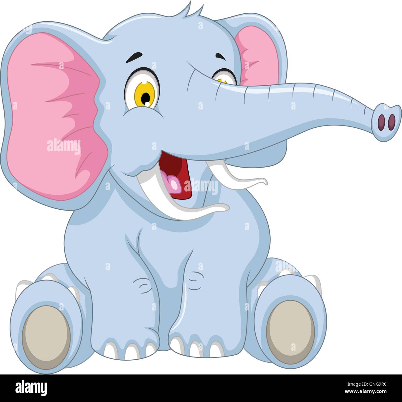 Cute dibujos animados elefante sentado Imagen Vector de stock - Alamy