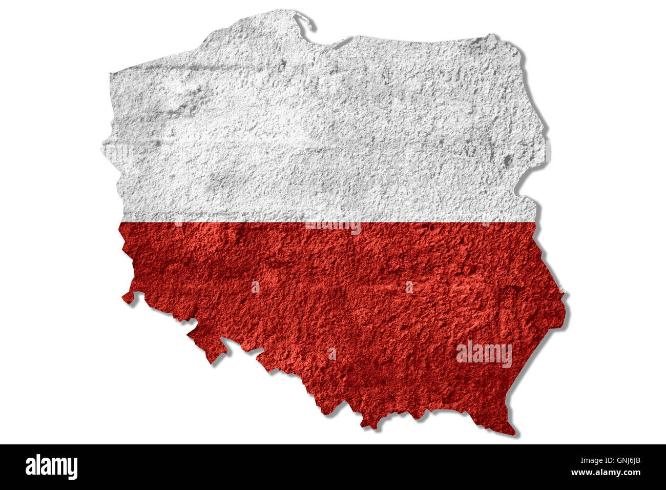 Mapa de Polonia o la frontera polaca esbozo de textura áspera Foto de stock