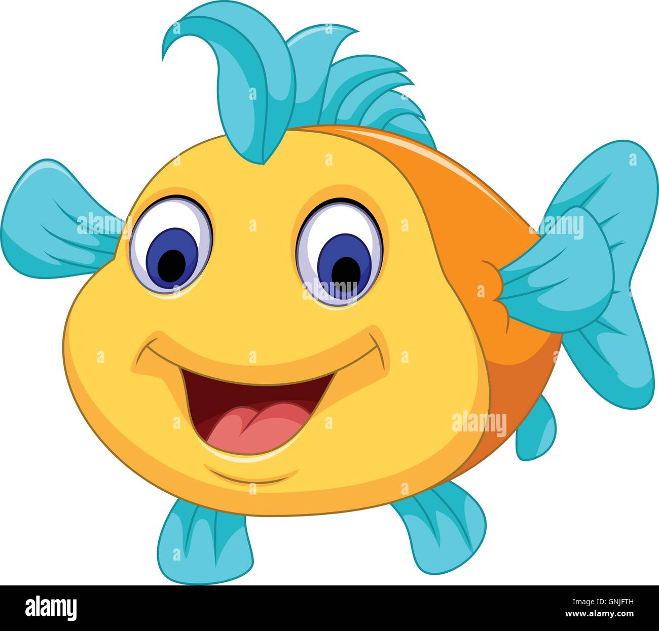 Divertidos dibujos animados peces sonrientes Ilustración del Vector