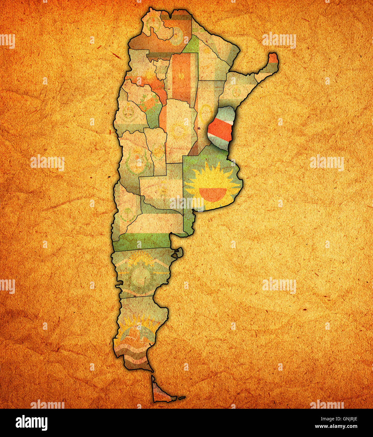 Entre Ríos Región Con Bandera En El Mapa De Las Divisiones 6344