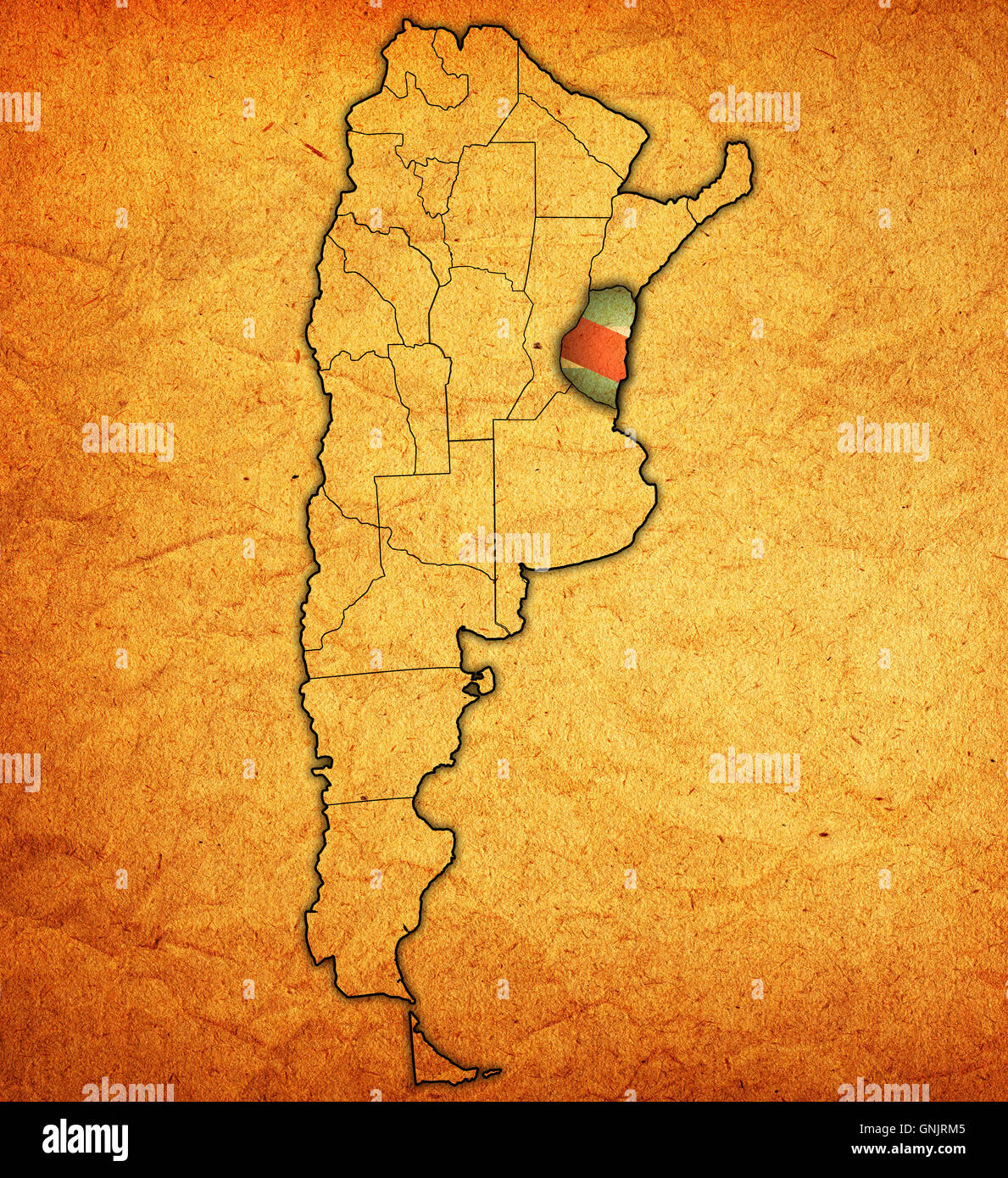 Entre Ríos Región Con Bandera En El Mapa De Las Divisiones Administrativas De Argentina 4030