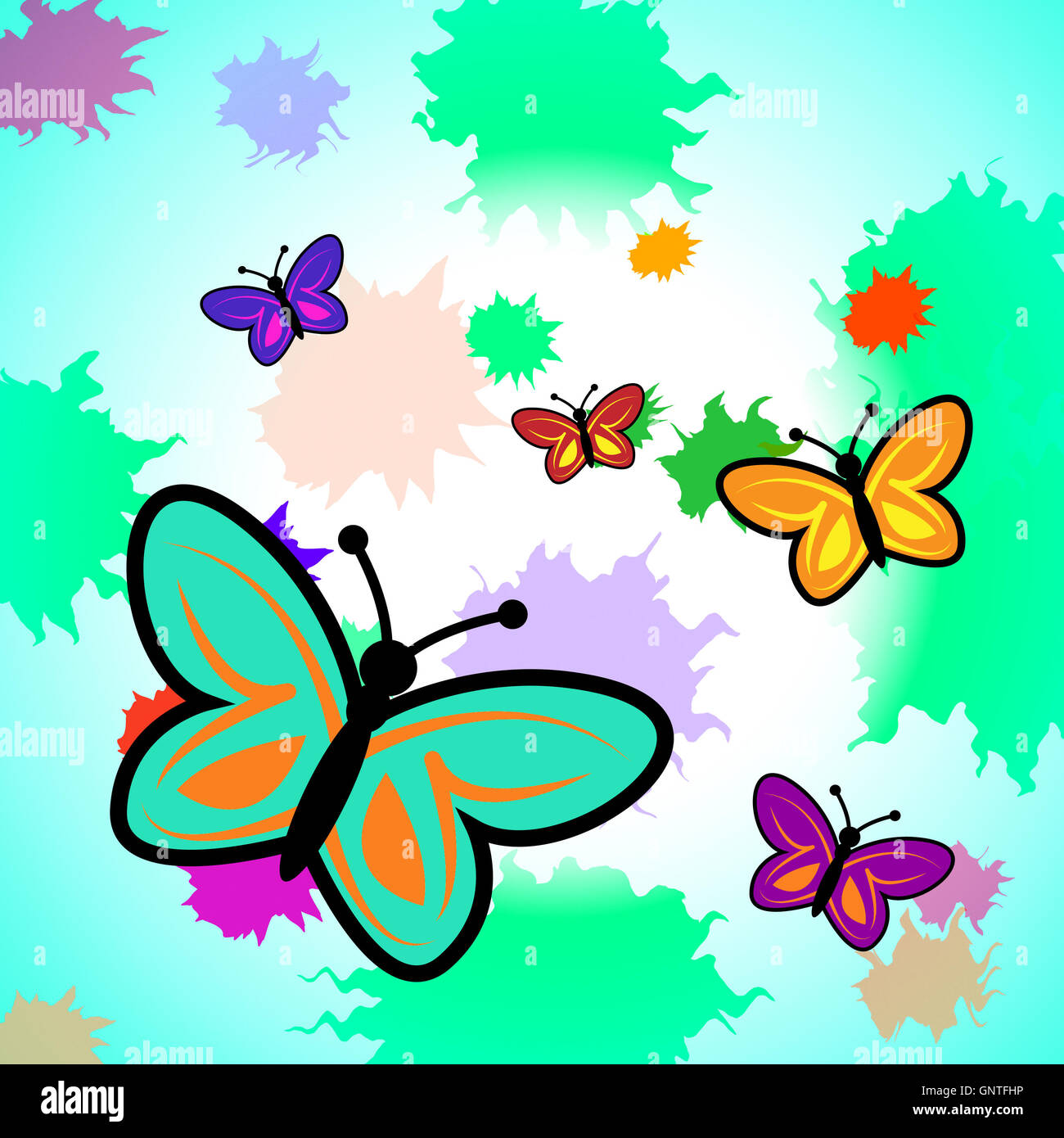 Mariposas coloridas mostrando vibrante y colorida mariposa Foto de stock