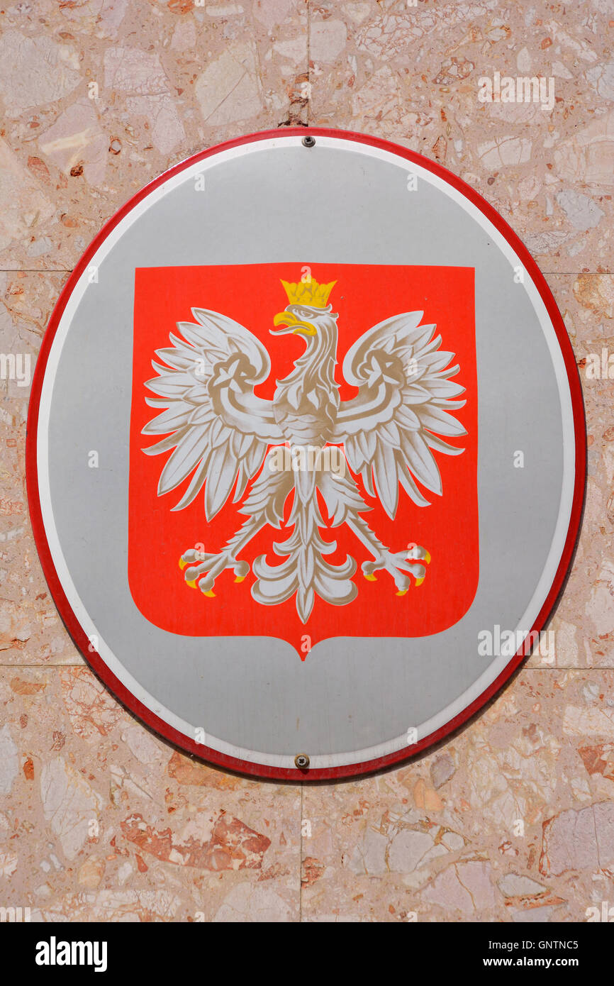 Escudo de armas de la República de Polonia. Foto de stock