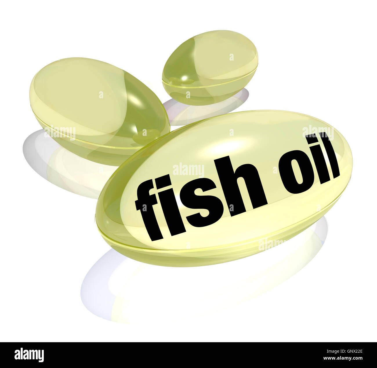 Las cápsulas de aceite de pescado ácido graso Omega-3 píldoras para prevenir la enfermedad Foto de stock