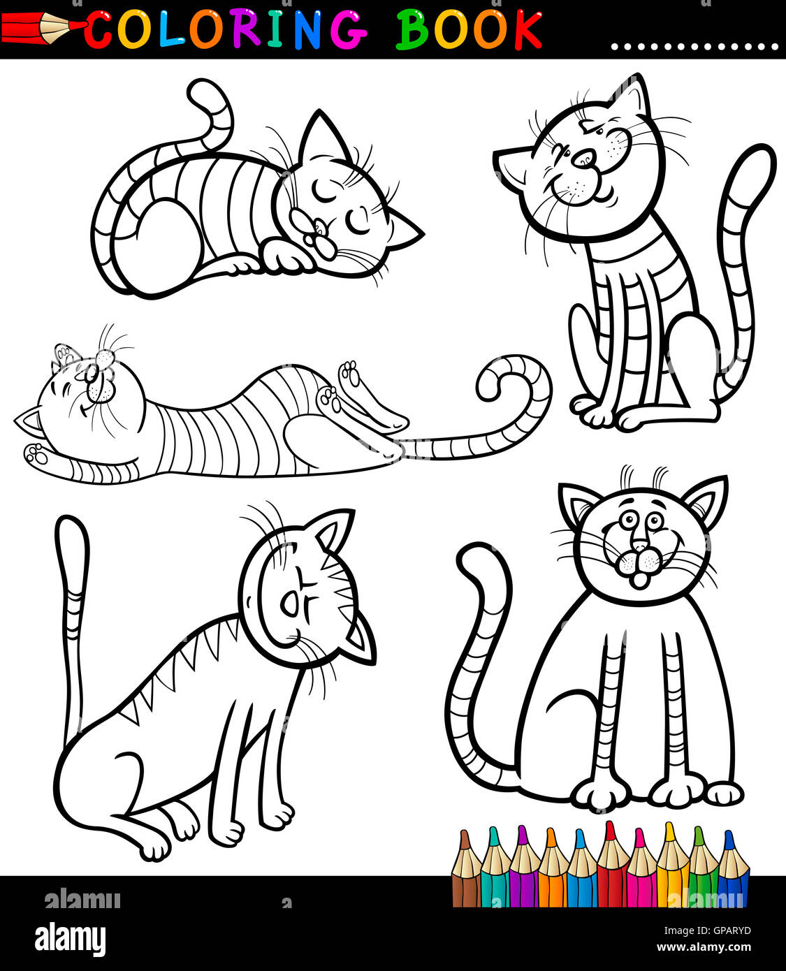 Cartoon gatos o gatitos para Colorear Fotografía de stock - Alamy