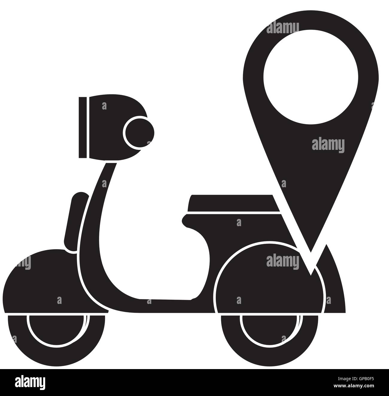 Scooter y icono puntero mapa GPS Imagen Vector de stock - Alamy