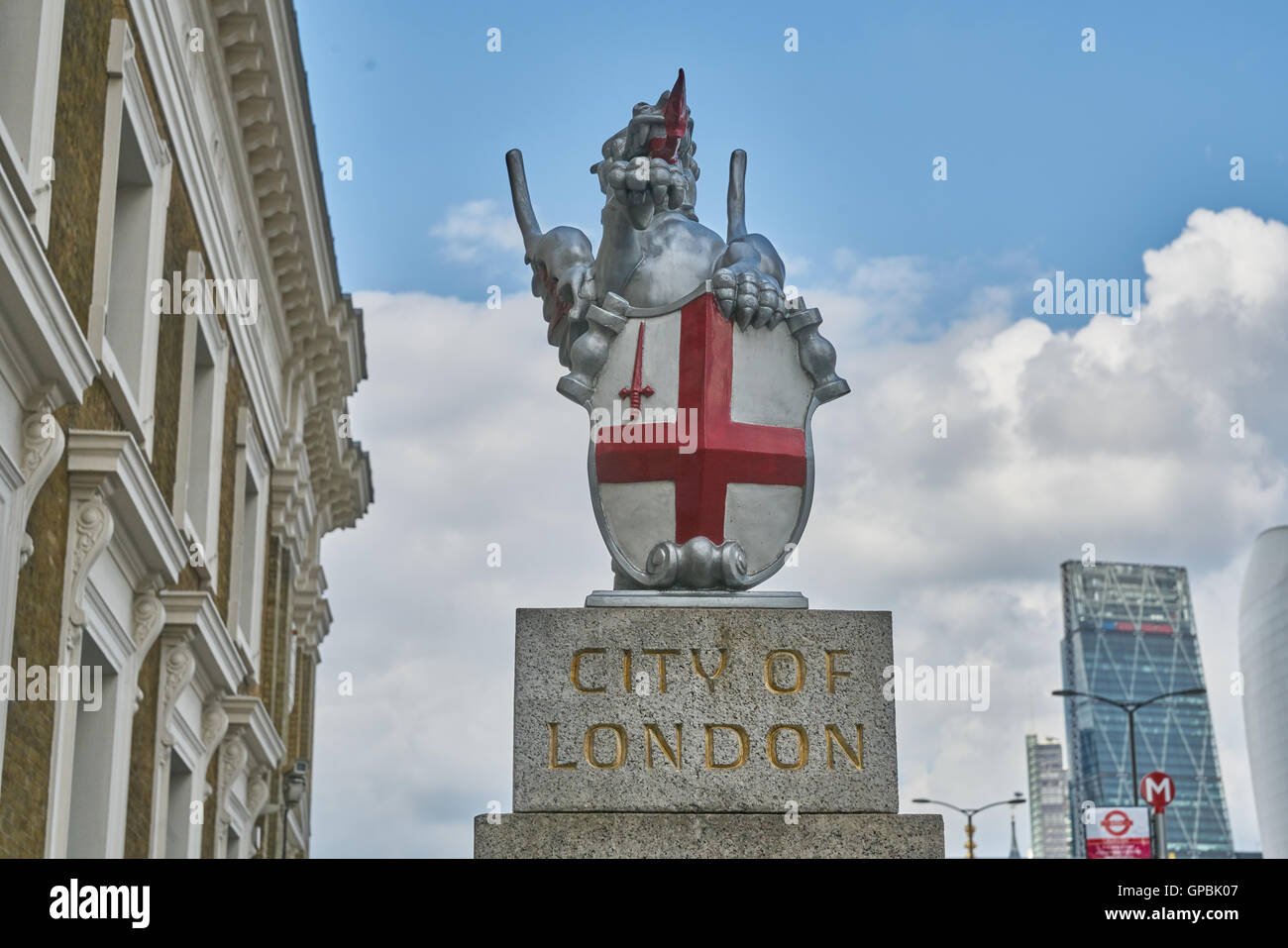 La ciudad de Londres, símbolo de dragón de la ciudad de Londres. Foto de stock