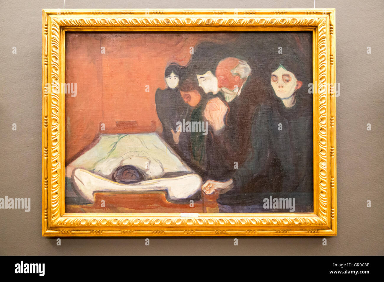 "En el lecho de muerte' 1895 y aceite de temple sobre lienzo por Edvard Munch 1863-1944, Kode 3 Galería de Arte de Bergen, Noruega Foto de stock