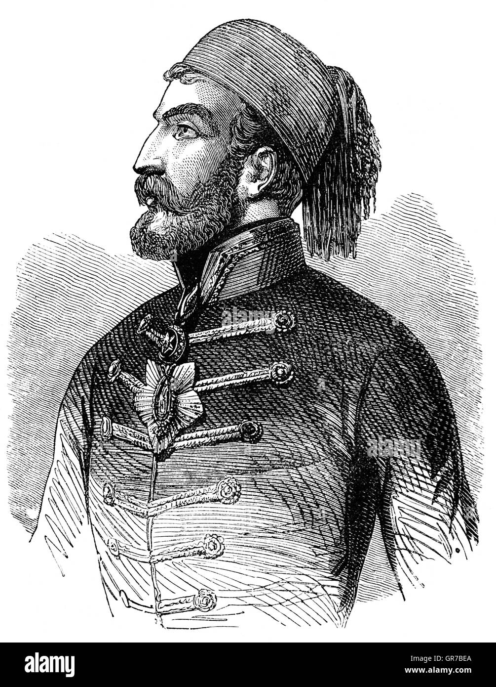 Omar Pasha latas (1806-1871) fue un general y gobernador otomano. Inicialmente fue un soldado austríaco, pero cuando se enfrentan a las acusaciones de malversación de fondos huyeron a Bosnia otomana y convertido al Islam, se unió al ejército otomano donde rápidamente escaló en filas. Fue comandante en la guerra de Crimea, donde ganó victorias pendientes en Silistra y Eupatoria y participó en el asedio de Sebastopol. Foto de stock