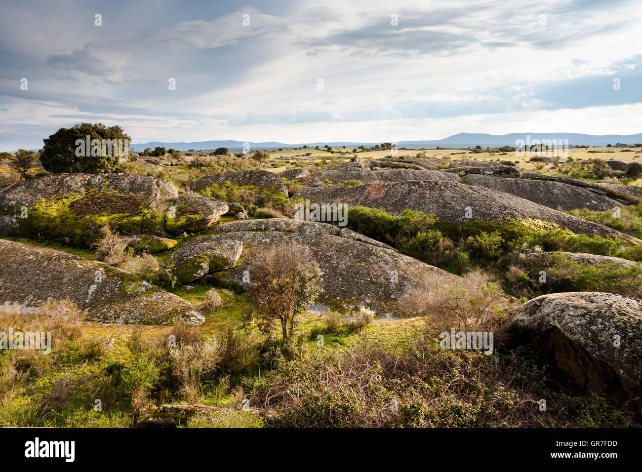 Rocas de granito, Monumento Natural Los Barruecos, Extremadura, España, Europa Foto de stock