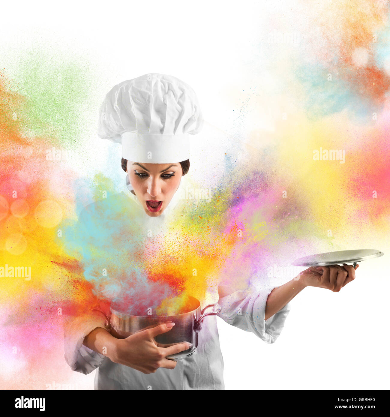 Explosión de colores en la cocina Foto de stock