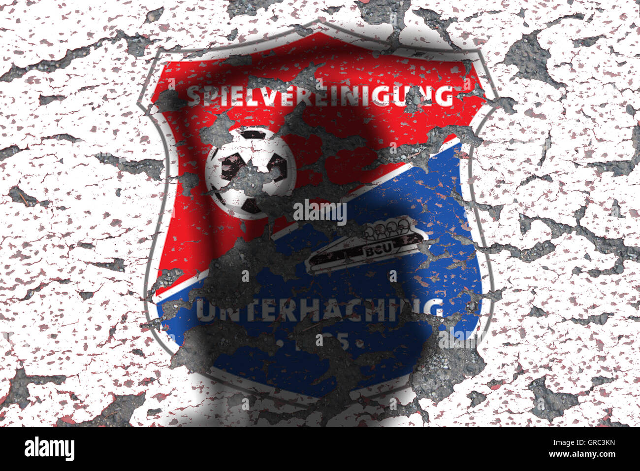 Erosionar los logotipos de Fútbol Club Spvgg Unterhaching Foto de stock
