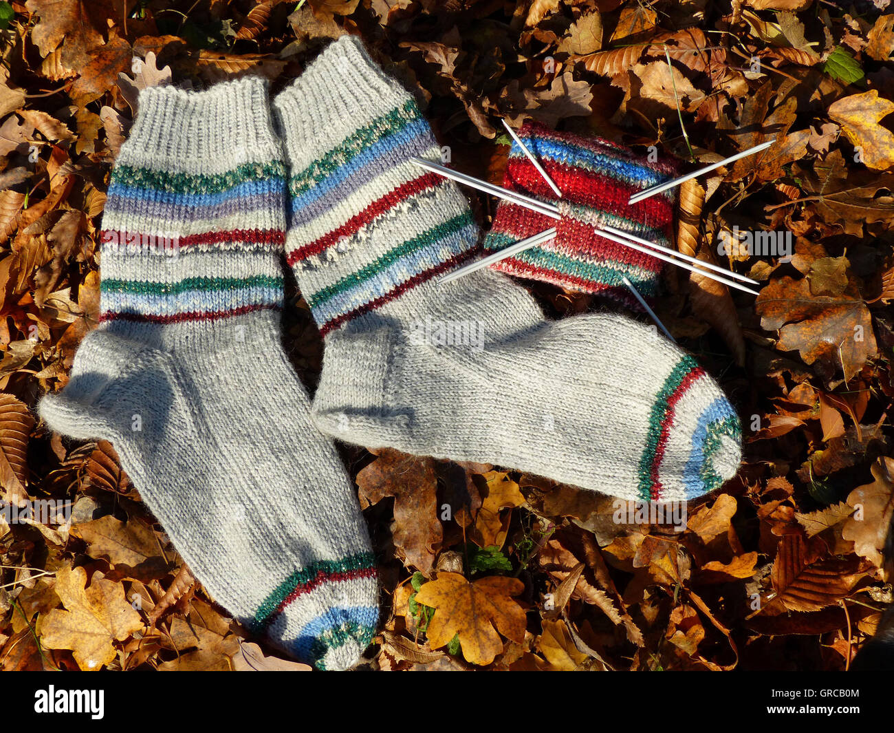 Calcetines de lana Hand-Knitted Foto de stock