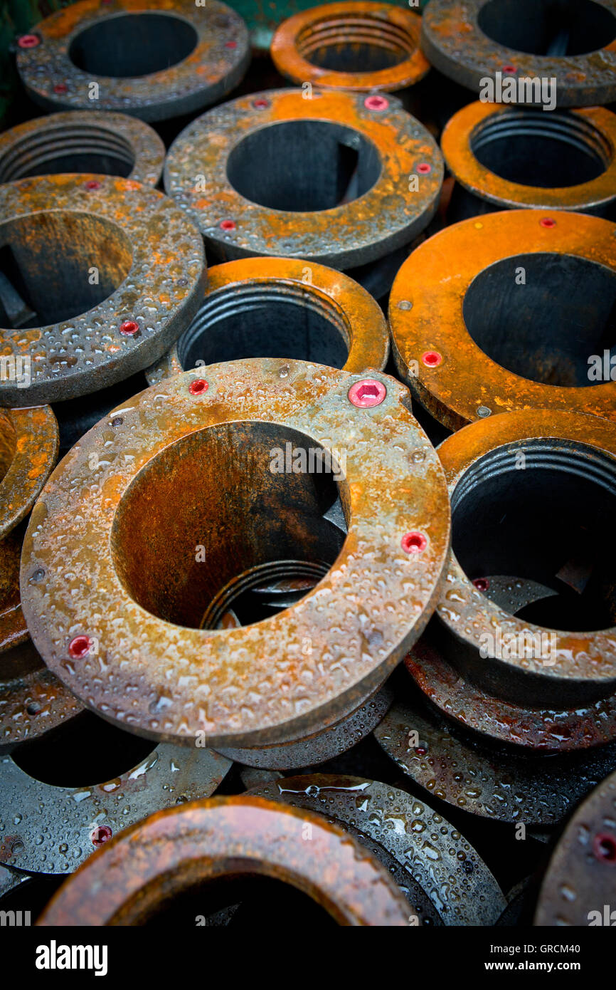 Piezas de hierro oxidado, mangas Foto de stock