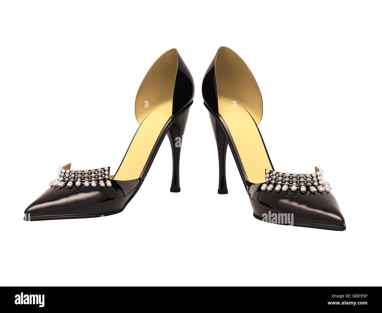 Charol negro mujer Tacones altos Fotografía de stock - Alamy