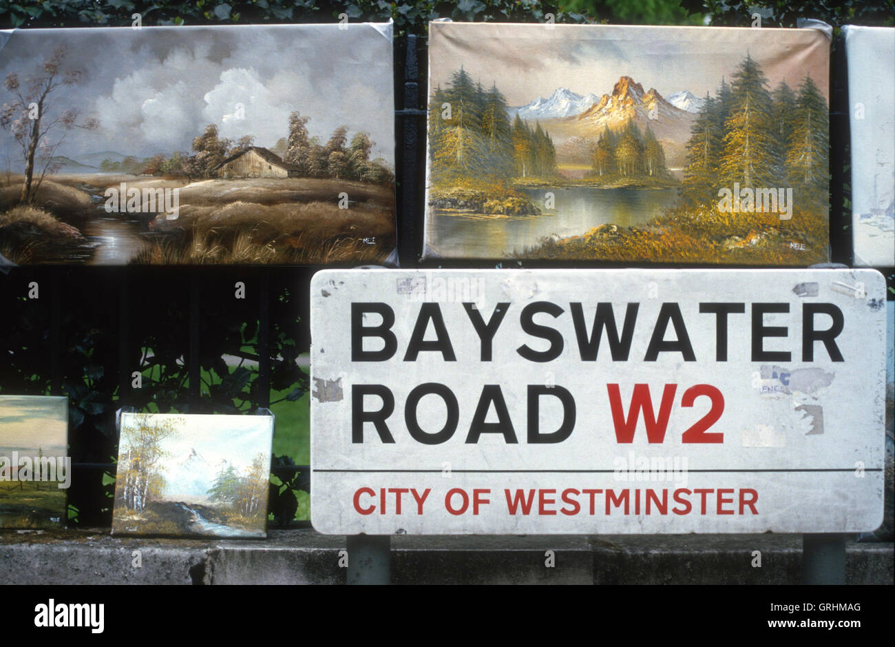 Venta en el arte de Londres Bayswater Road Foto de stock