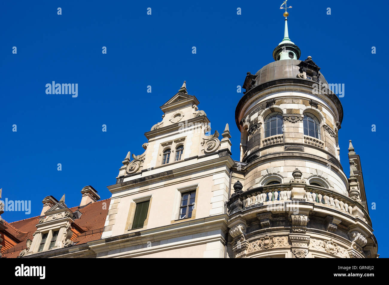 La arquitectura histórica del Real Palacio residencial en la ciudad de Dresde, Sajonia, Alemania. Foto de stock