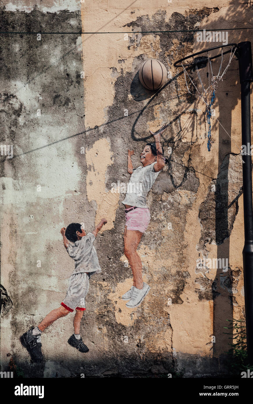 La Famosa Calle Penang Creativo De Arte En La Pared De La Unesco