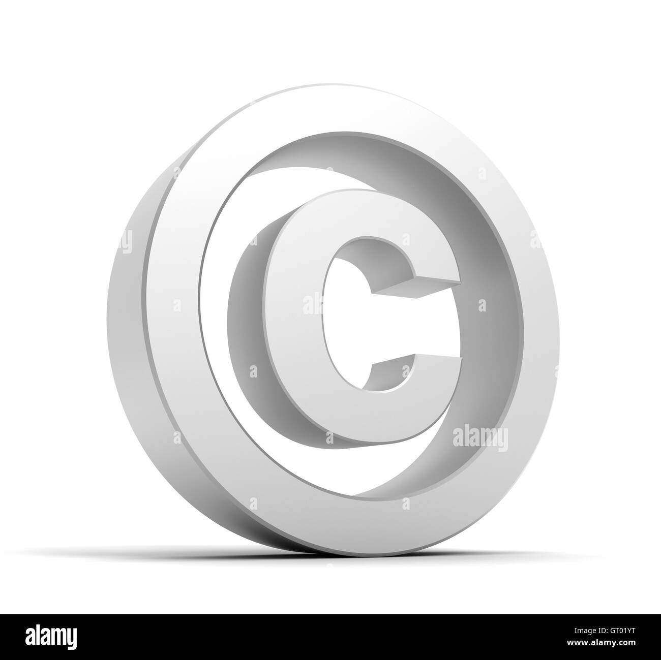 Símbolo de copyright aislados ilustración 3d Foto de stock