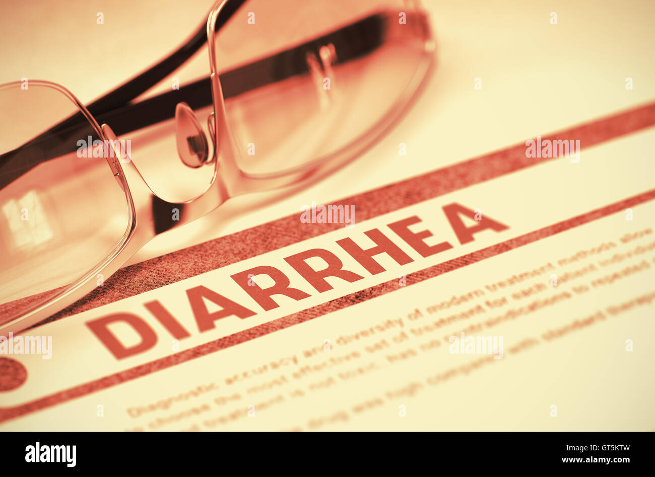 Diagnóstico - la diarrea. Concepto médico. Ilustración 3D. Foto de stock