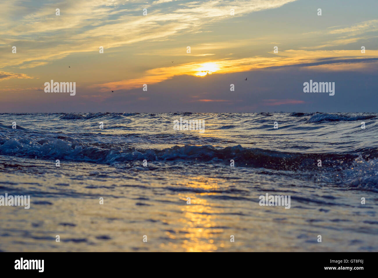 Mar Báltico en Sunrise, Bunken, Aalbaek Bay, Mar Báltico, en el norte de Jutlandia, Dinamarca Foto de stock