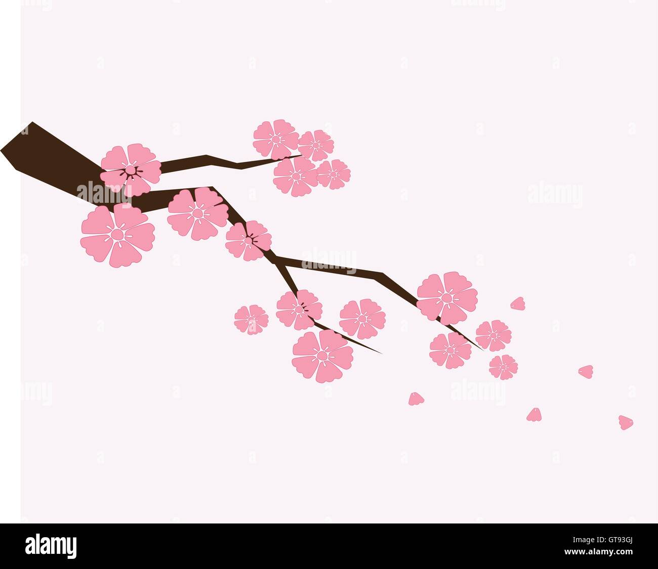 Rama de sakura con flores. Rama con pétalos de flor de cerezo cayendo  Imagen Vector de stock - Alamy