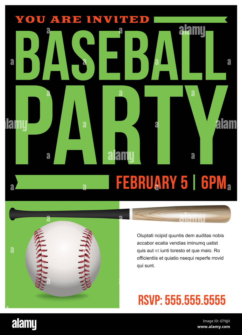 Baseball party flyer template illustration fotografías e imágenes de