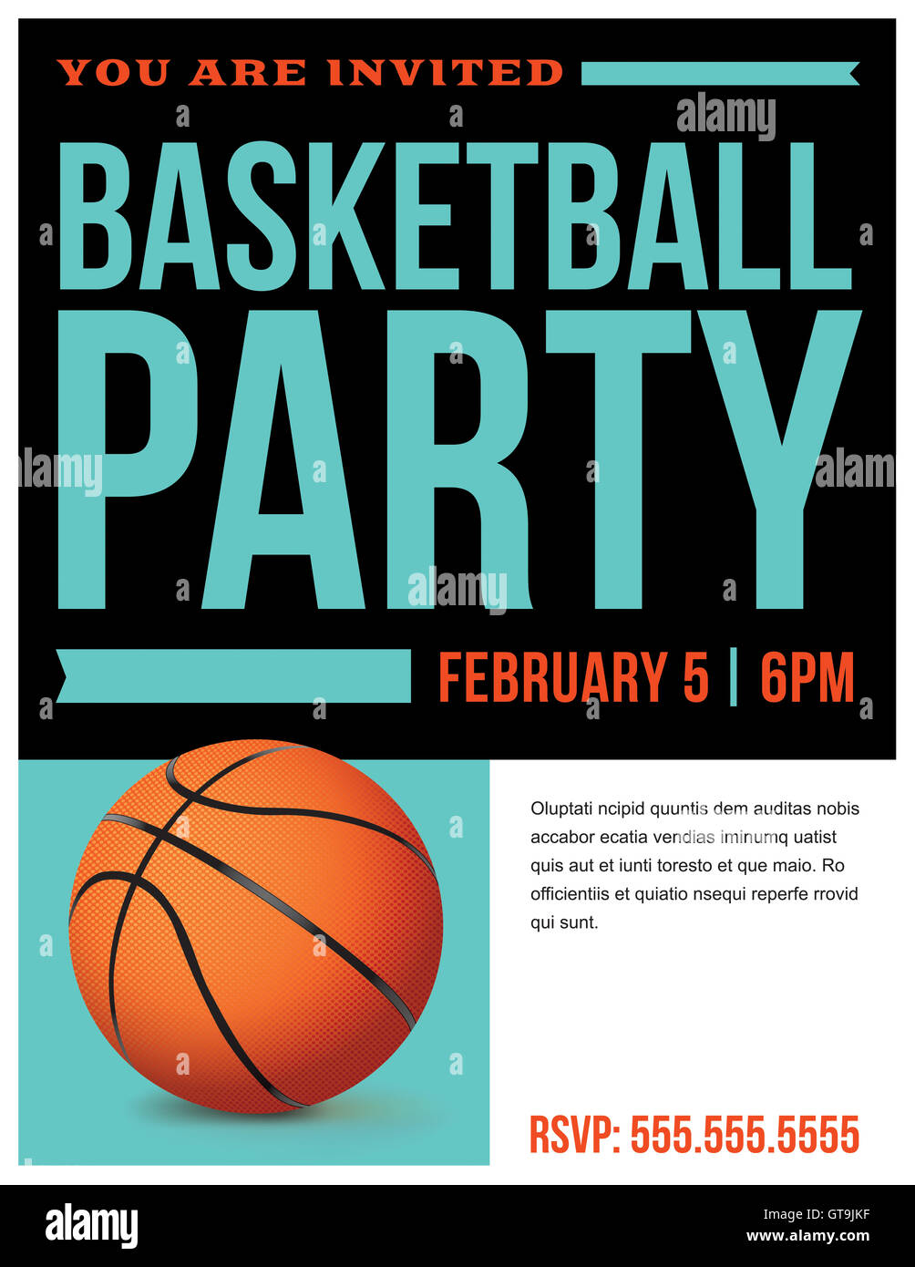 Un flyer para un partido de baloncesto de la plantilla de invitación. EPS vectoriales 10 disponible. Foto de stock