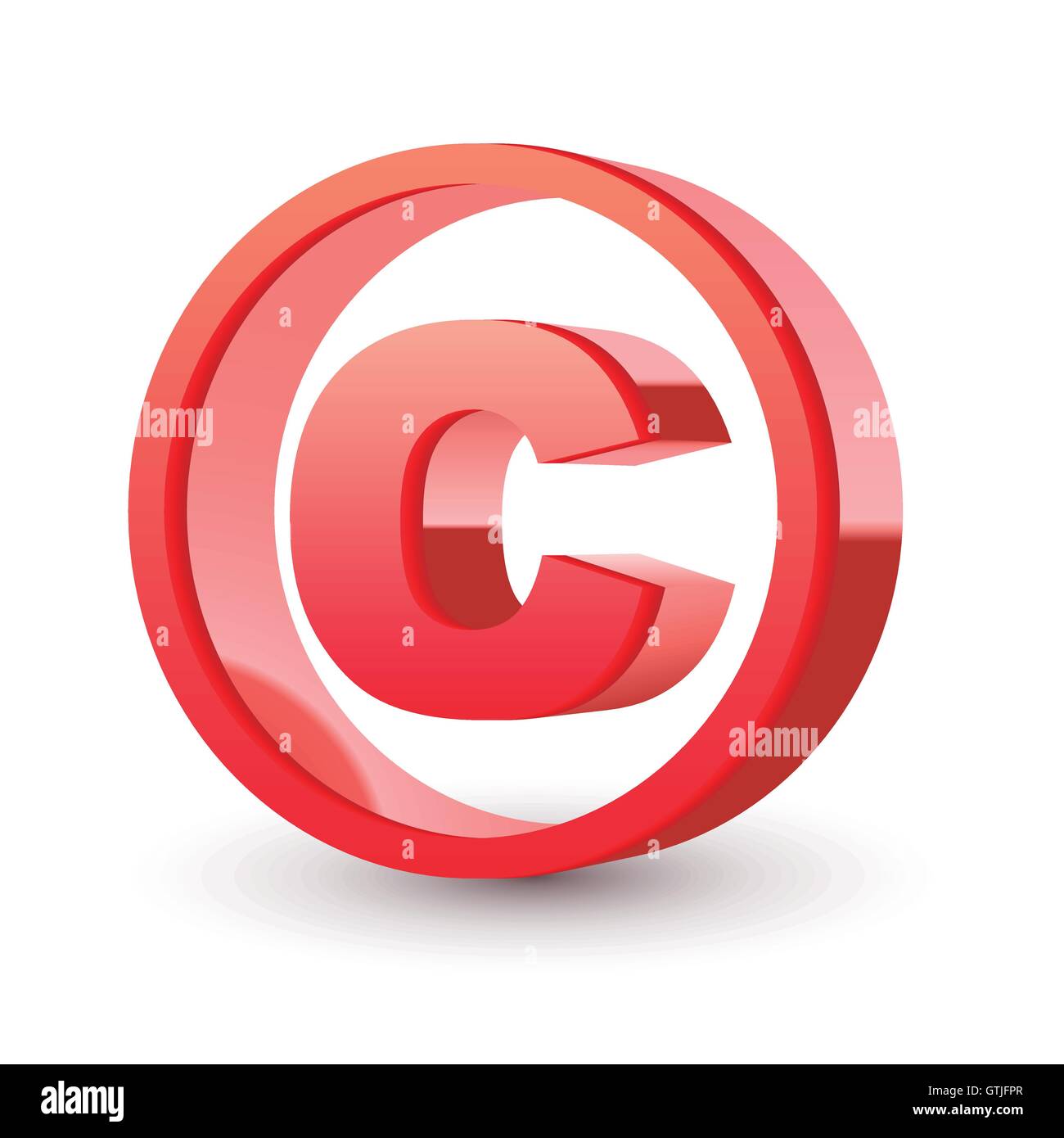 Símbolo de copyright roja brillante fondo blanco aislado Ilustración del Vector