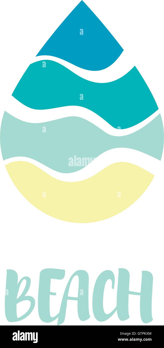Color azul abstractos aislados waterdrop vector logo. Símbolo de la playa. Logotipo de agua. Ilustración de líquido. Signo de una bebida fresca. Mar,oce Ilustración del Vector