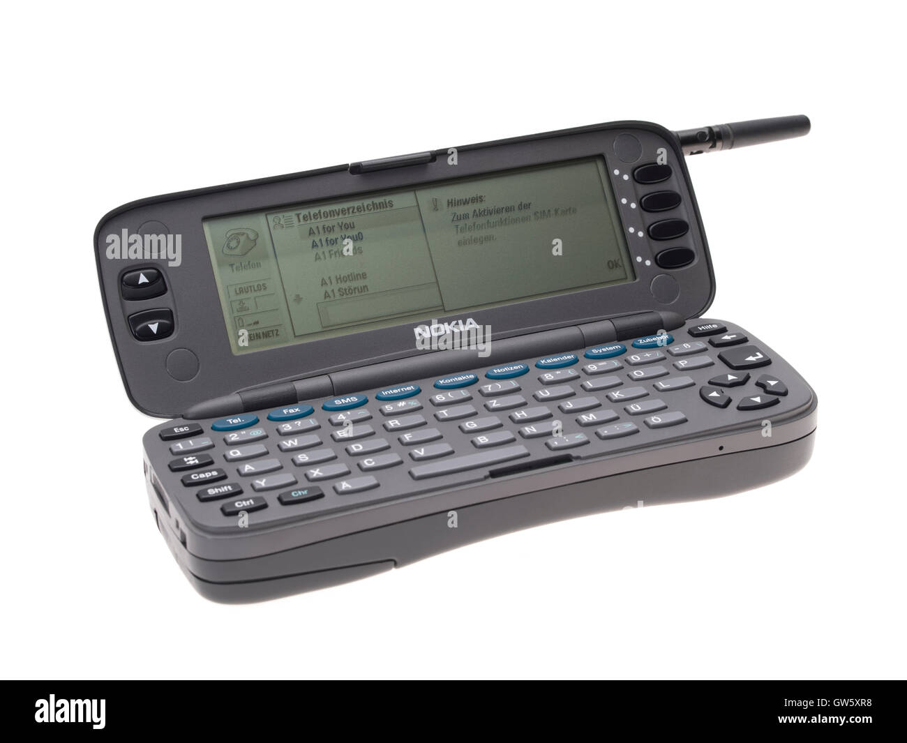 Nokia 9000 RAE-1N Communicator Phone desde Finlandia introdujo en 1996. primer smartphone en el mercado Foto de stock