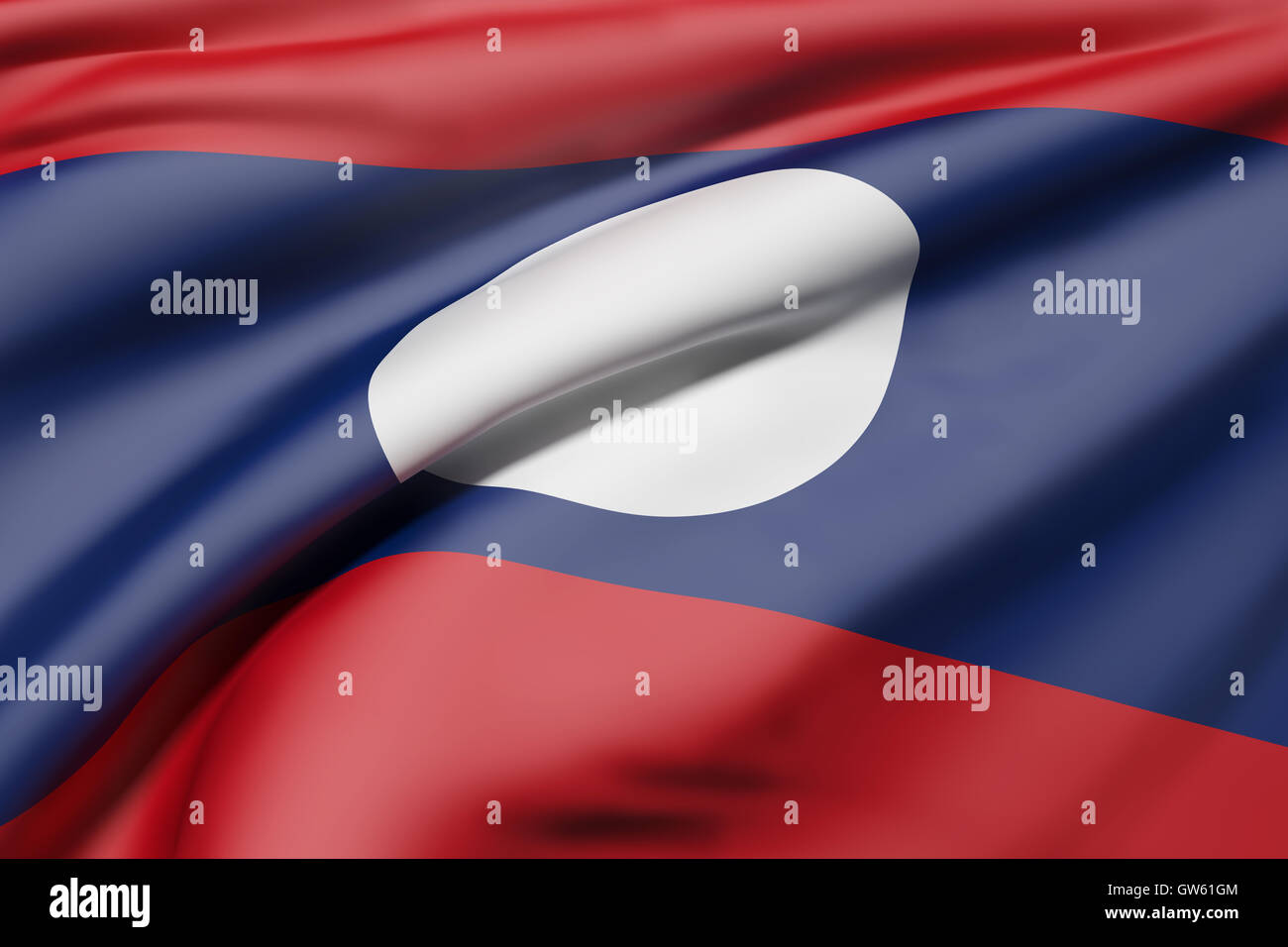 Representación 3D de la República Democrática Popular Lao ondear la bandera Foto de stock