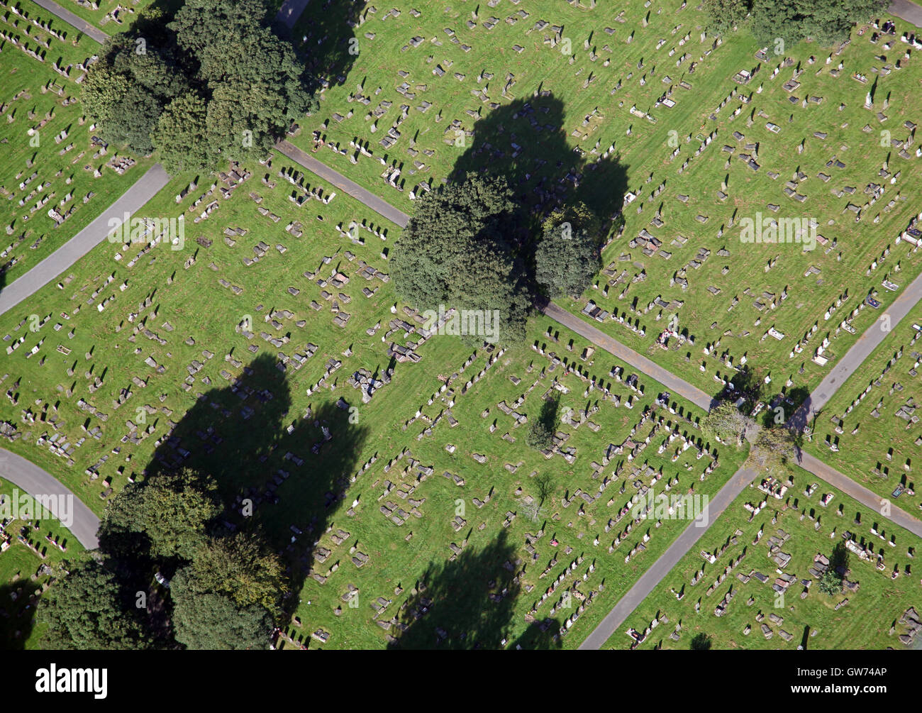 Vista aérea de un cementerio cementerio en el REINO UNIDO Foto de stock