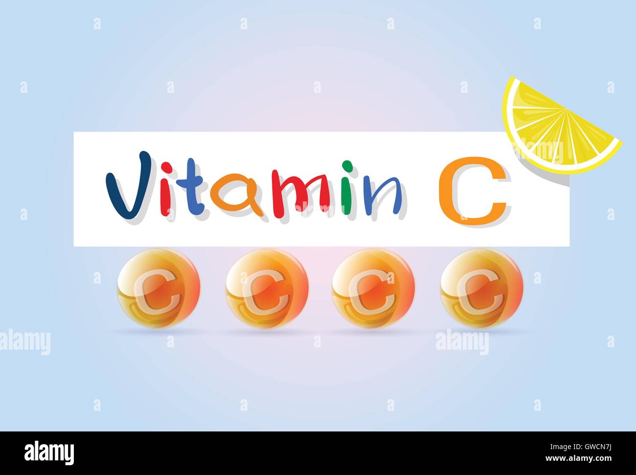 Vitaminas C Concepto de vida saludable Ilustración del Vector