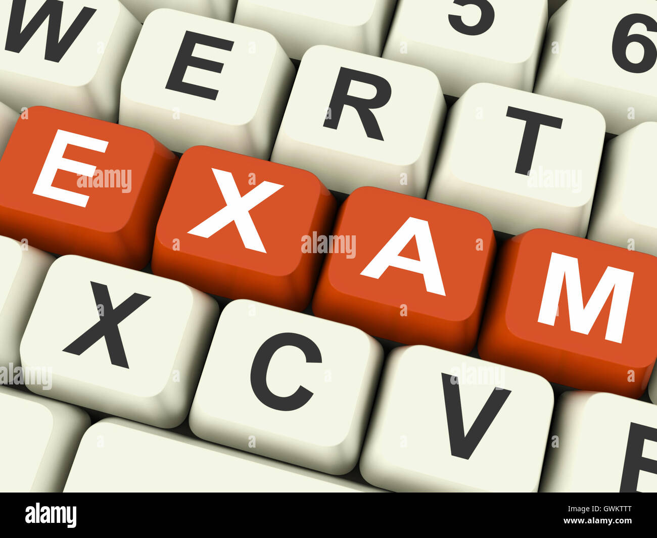 Mostrar claves del examen o exámenes Examen de prueba en línea Foto de stock