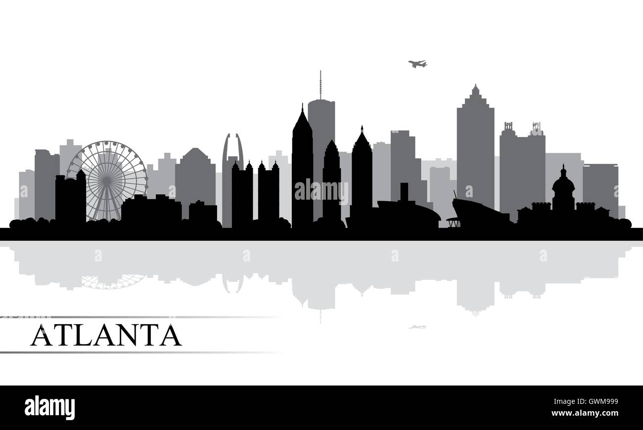 Antecedentes La silueta del horizonte de la ciudad de Atlanta Ilustración del Vector