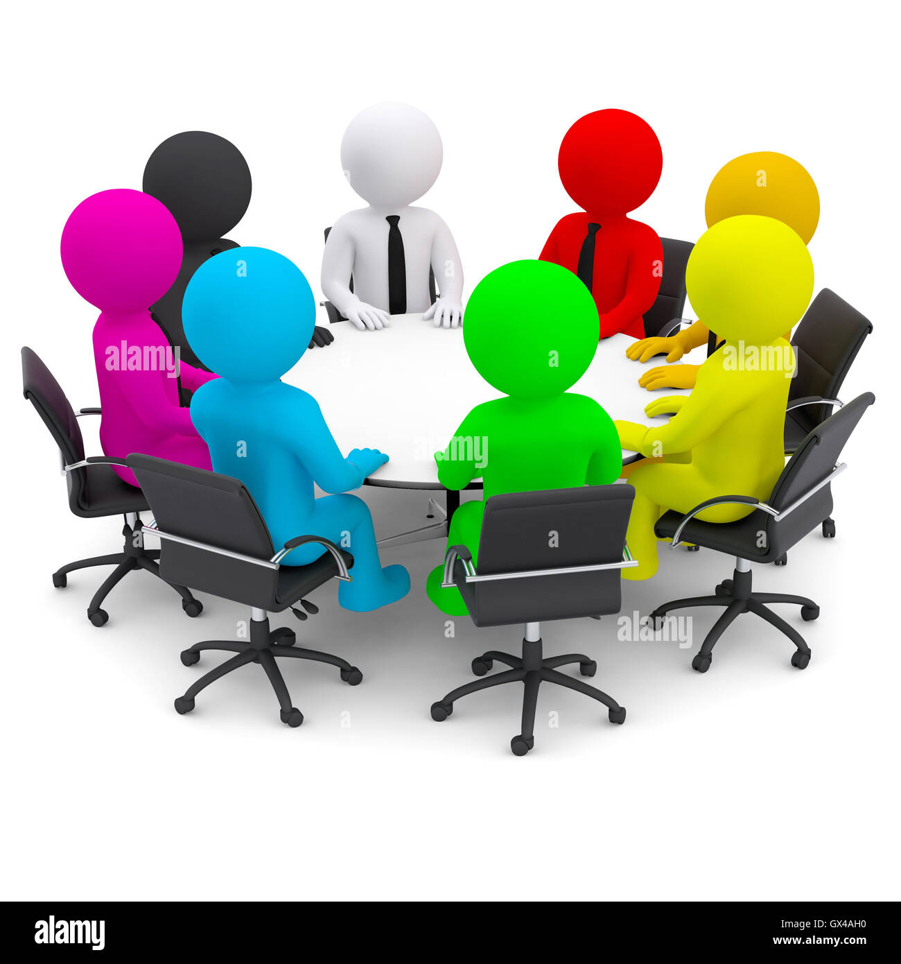 Multicolor de personas sentadas en una mesa redonda Fotografía de stock -  Alamy