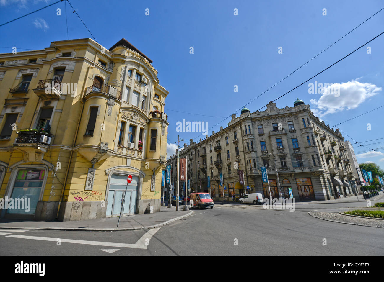 Las esquinas de las calles de Belgrado, Serbia Foto de stock