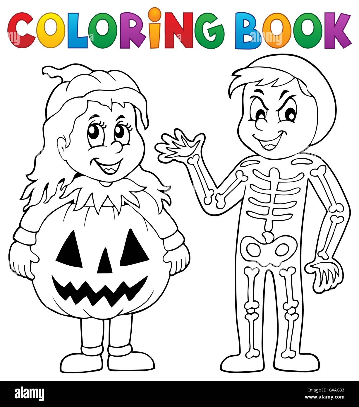 Libro para colorear disfraces de Halloween Tema 1 - ilustración ilustración  Fotografía de stock - Alamy