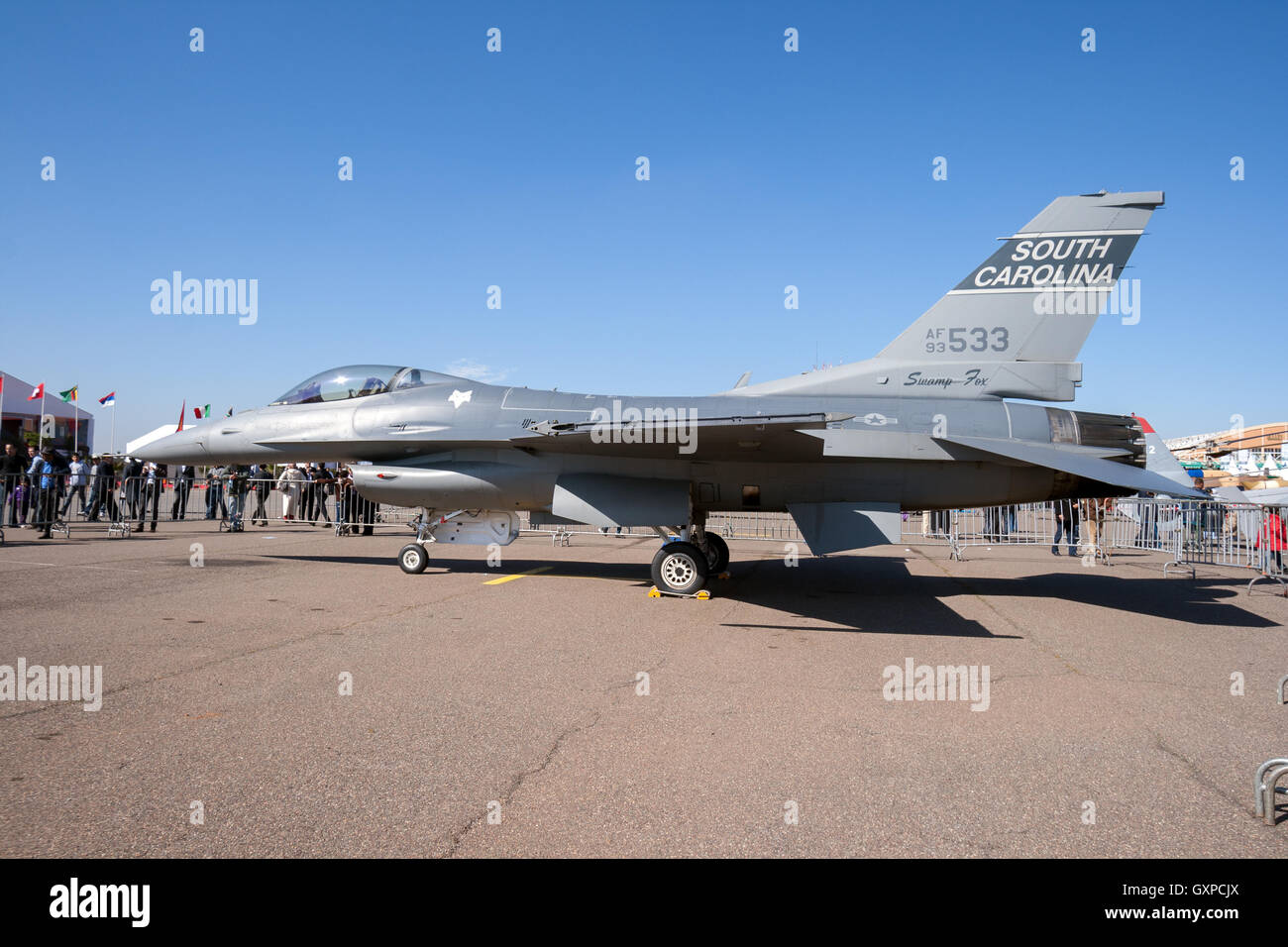 Carolina del sur de la Guardia Nacional Aérea de aviones de combate F-16 en exhibición en la expo 2010 de aire de Marrakech Foto de stock