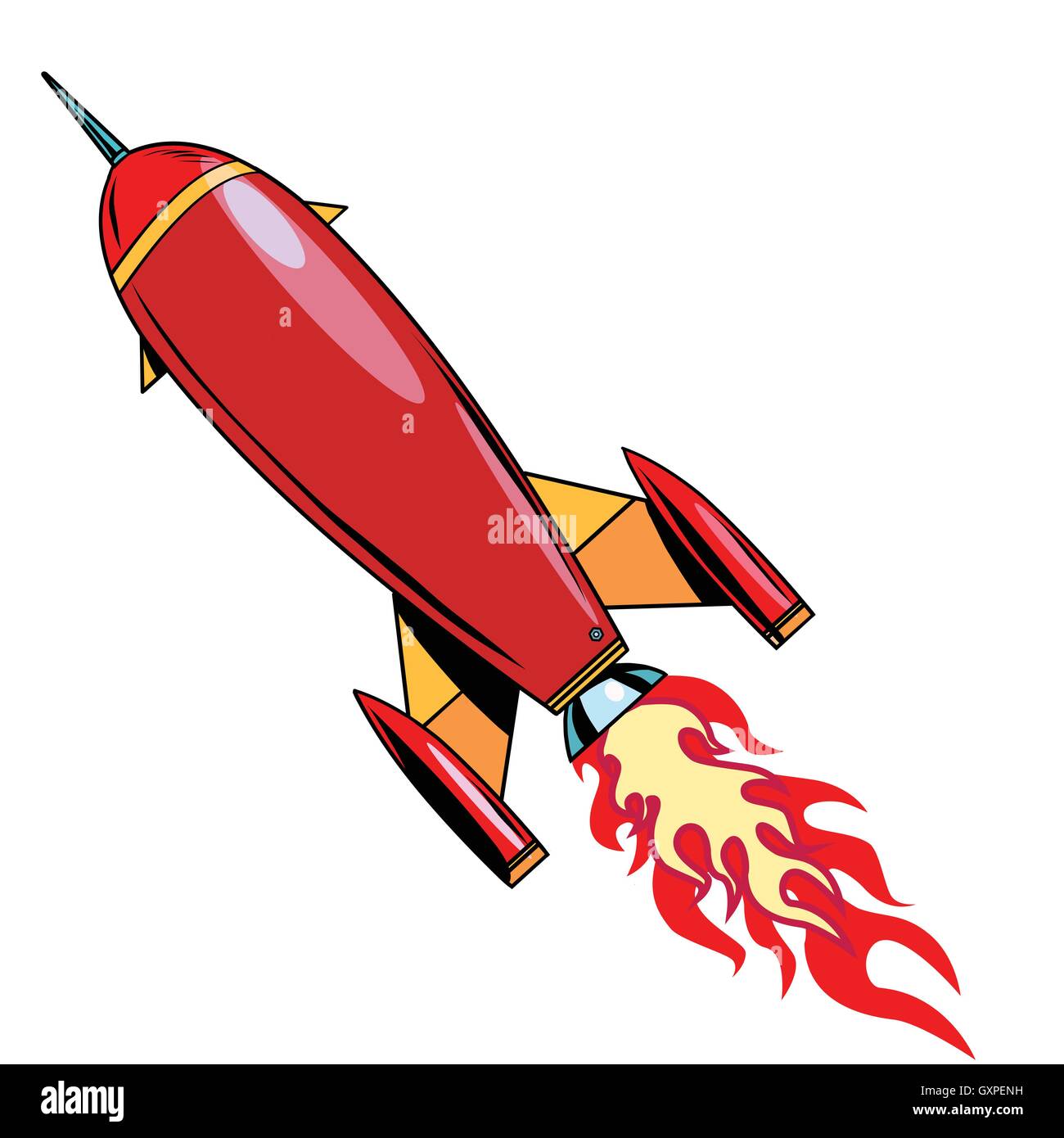 Retro rocket vuela hacia arriba Ilustración del Vector